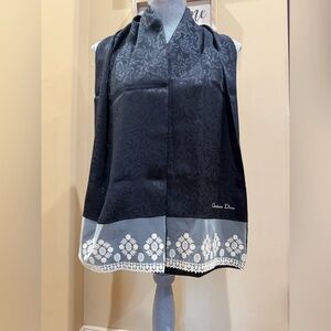 Christian Dior Black and Cream Lace Silk Scarf
